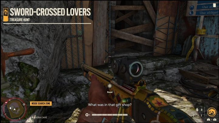 Start the task by reading the note - Far Cry 6: Sword-Crossed Lovers - Treasure Hunts (Valle De Oro) - Valle De Oro - Far Cry 6 Guide