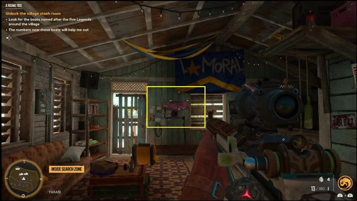 The first button is next to a purple sign that says "Tigre Del Mar" - Far Cry 6: A Rising Tide - Treasure Hunts (El Este) - El Este - Far Cry 6 Guide
