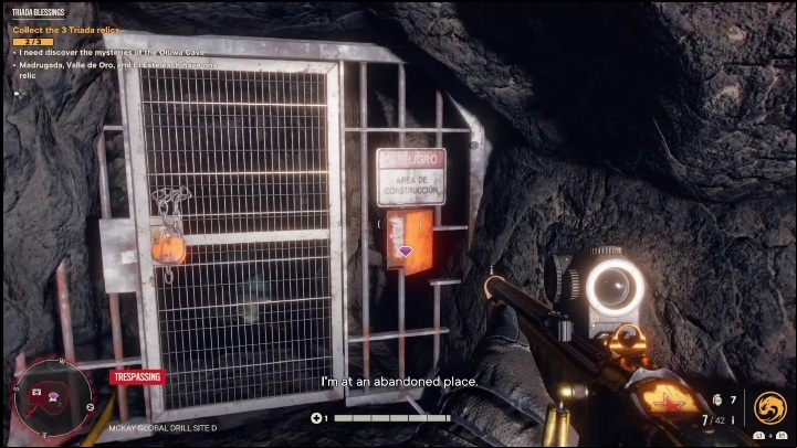 The mission will begin when you read the note next to the closed door - Far Cry 6: Mimo Abosis Triada Relic - Treasure Hunts - El Este - Far Cry 6 Guide