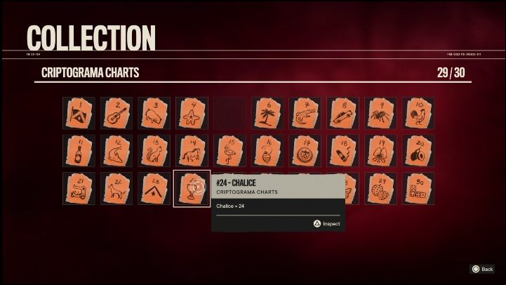 The card is attached to a white wall, right next to wooden pallets located on one of the roofs - Far Cry 6: El Este, Criptograma Chart - list, locations - Criptograma Charts - Far Cry 6 Guide