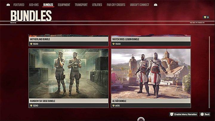 3) Bundles - This tab contains themed item bundles that include, for example, unique vehicles, weapons and clothing items - Far Cry 6: Microtransactions - Basics - Far Cry 6 Guide