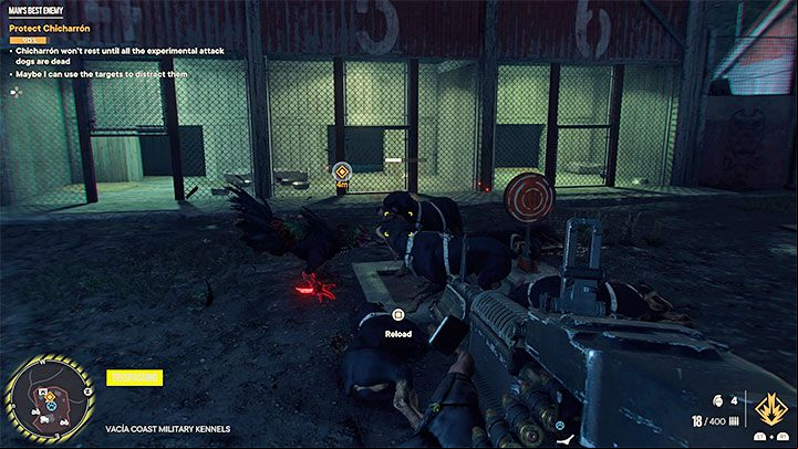 The rooster will be regularly attacked by hostile guard dogs and you have to stop them from attacking him too often - Far Cry 6: Mans Best Enemy - walkthrough - Orange stories - El Este - Far Cry 6 Guide