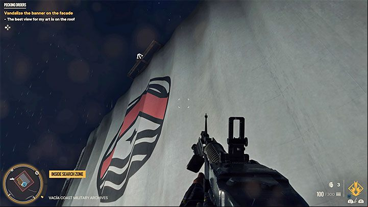 After Chicharron finishes destroying the military files, get rid of any last enemies from the building and head out to where the next graffiti is to be painted - Far Cry 6: Pecking Orders - walkthrough description - El Este - Far Cry 6 Guide