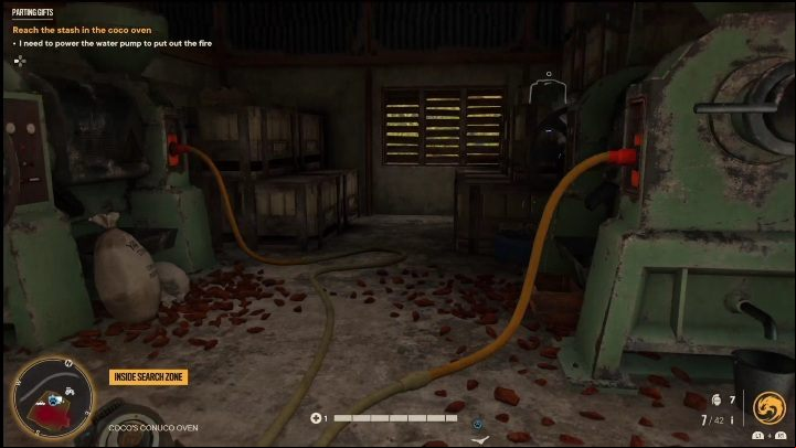 Start by unhooking the two hoses attached to the pumps - Far Cry 6: Parting Gifts - Treasure Hunts (El Este) - El Este - Far Cry 6 Guide