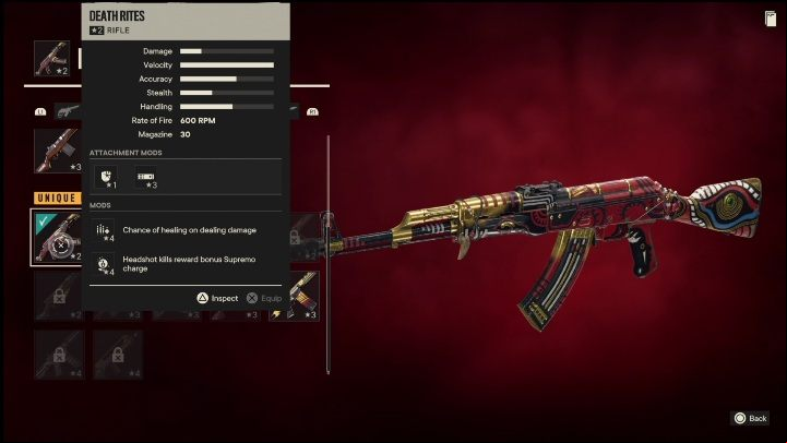 Special Features: Death Rites is a rifle that has the following modifications - Far Cry 6: Rifles, Unique weapons - list - Unique weapons - Far Cry 6 Guide