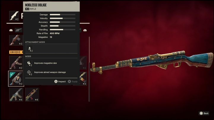 Special Features: Noblesse Oblige is a rifle that has the following modifications - Far Cry 6: Rifles, Unique weapons - list - Unique weapons - Far Cry 6 Guide