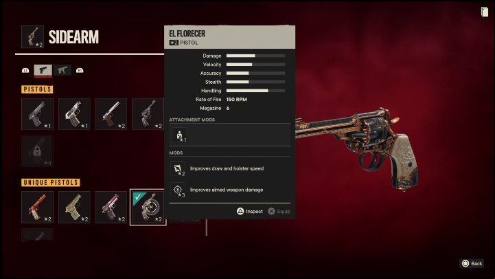 Special features: El Florecer is a pistol that has the following modifications - Far Cry 6: Pistols, Unique weapons - list - Unique weapons - Far Cry 6 Guide