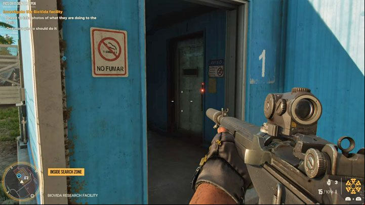 The final third photo requires you to get inside the main building, but unfortunately its doors are locked - Far Cry 6: Pics or It Didnt Happen - walkthrough - El Este - Far Cry 6 Guide