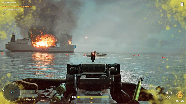 During the escape sequence, use the gun mounted on the boat, but focus on shooting other boats rather than the planes - Far Cry 6: The New Revolution - walkthrough - El Este - Far Cry 6 Guide