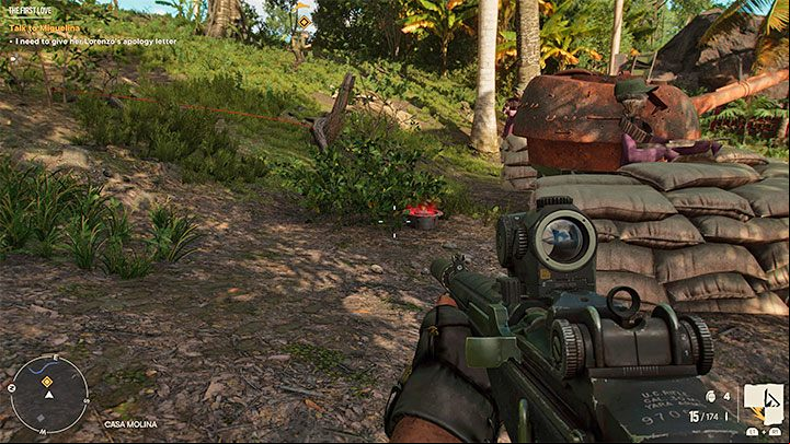 The second variety are proximity mines, which automatically explode if you get too close to them - Far Cry 6: The First Love - walkthrough - Orange stories - El Este - Far Cry 6 Guide