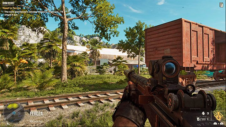 Feroza is a town containing a depot filled with numerous containers - Far Cry 6: Boom or Bust - walkthrough - Orange stories - Valle De Oro - Far Cry 6 Guide