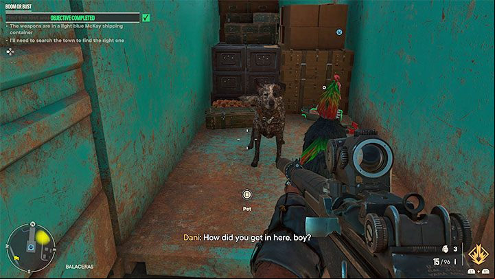 You should be especially interested in the container shown on Picture 1, the one under a roof, with a note attached to its side - Far Cry 6: Boom or Bust - walkthrough - Orange stories - Valle De Oro - Far Cry 6 Guide