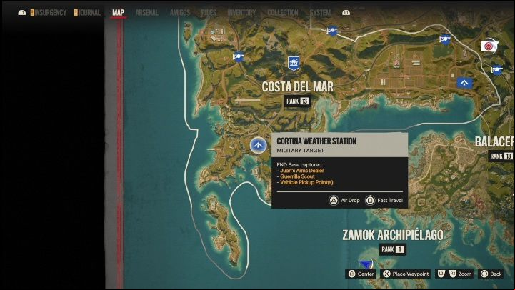 Location: Southern part of Costa Del Mar - Far Cry 6: Madrugada - FND bases, list of military targets - Fund bases - Far Cry 6 Guide