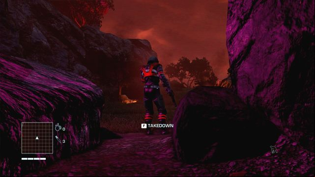 The next goal is a pink age under rocks - crouch to get inside and continue further - 1 - You got time to duck? - Main missions - Far Cry 3: Blood Dragon - Game Guide and Walkthrough