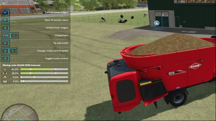 The feed is produced only when you put the two main components of the feed in the machine in the right proportions, and the color of the components inside will change to brown - Farming Simulator 22: Cows - breeding, tips - Breeding - Farming Simulator 22 Guide