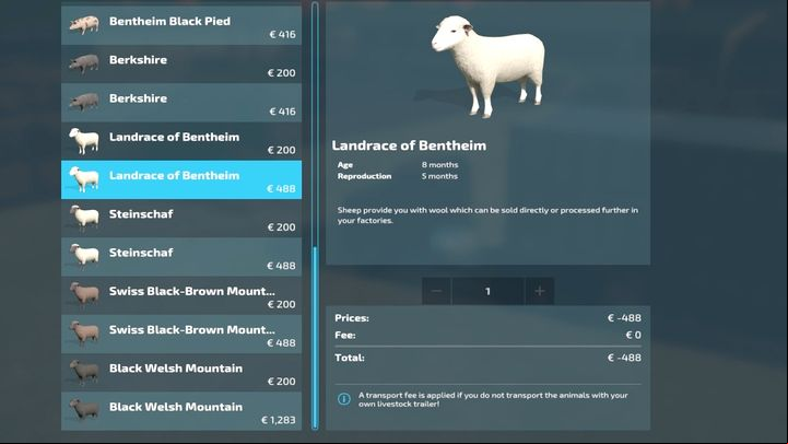 In the shop you can buy sheep, pigs, horses and cows - Farming Simulator 22: Animals - how to buy? - Livestock farms - Farming Simulator 22 Guide
