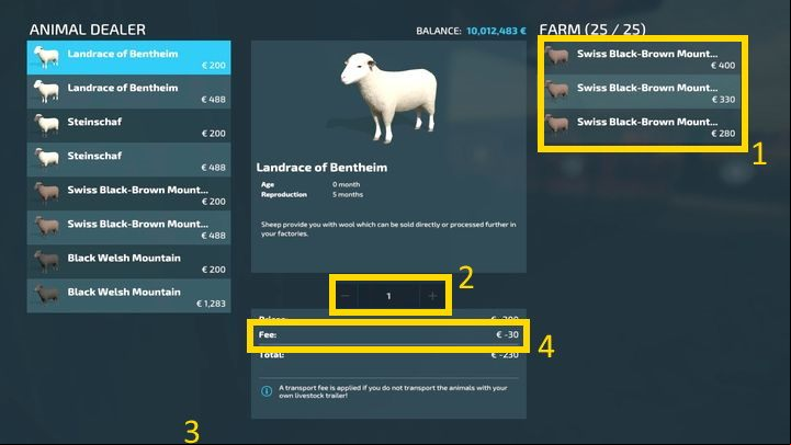 If you transport the animals yourself to an animal dealer, you will not have to pay this fee (this does not apply to chickens that can only be sold "remotely") - Farming Simulator 22: Animals - how to sell? - Livestock farms - Farming Simulator 22 Guide