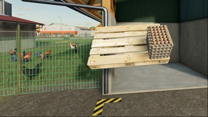 Eggs appear on pallets in front of the pasture, and behind the coop, if you have one - Farming Simulator 22: Chickens - breeding, tips - Breeding - Farming Simulator 22 Guide