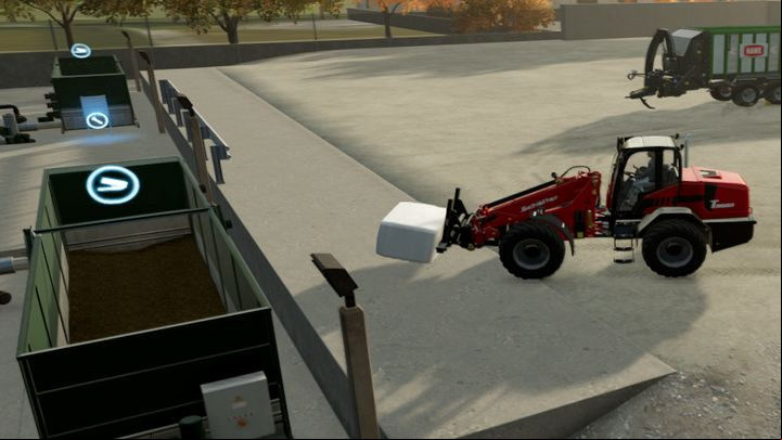 To sell goods at a biogas plant, you need to place them into the container with the tipper icon - Farming simulator 22: How to sell silage? - FAQ - Farming Simulator 22 Guide