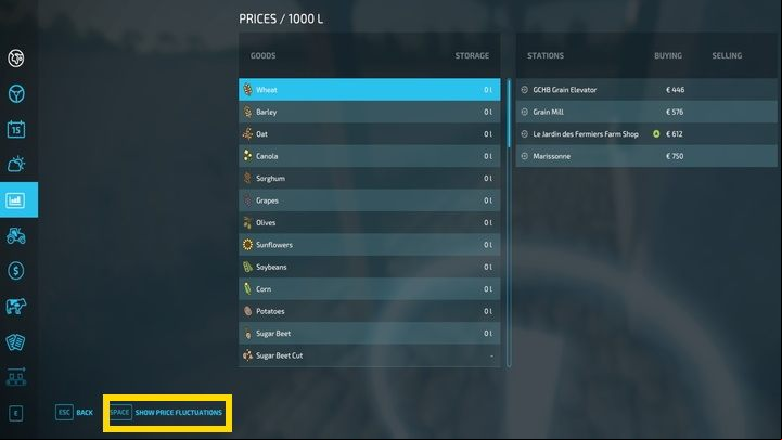 In the store's fifth tab, you can check the stock of plants stored in the silos (resources collected in machines or lying on the ground are not counted) - Farming Simulator 22: Monitoring growth - Field work - Farming Simulator 22 Guide