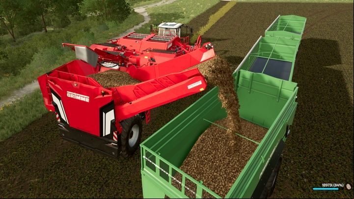 Unloading this harvester is done in a similar way as in a grain harvester. - Farming Simulator 22: Potatoes and beets - Field work - Farming Simulator 22 Guide