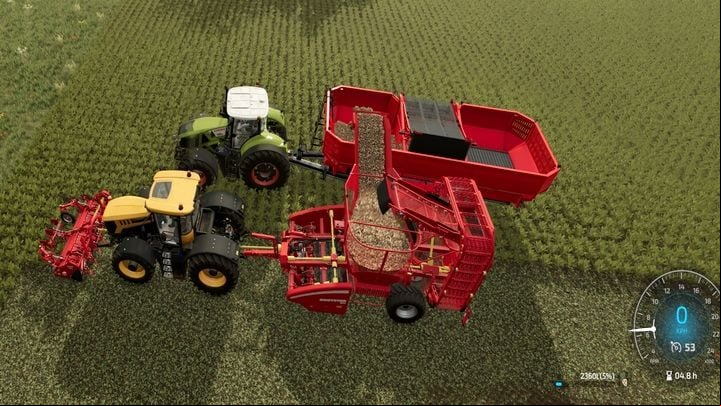 After performing the optional maintenance work, you have to cut the foliage, just like with potatoes, before you can pull the vegetables out of the ground - Farming Simulator 22: Potatoes and beets - Field work - Farming Simulator 22 Guide