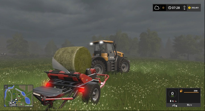 A wrapper in action. - Grass and bales of hay | Descriptions of equipment - Descriptions of equipment, instructions and tips - Farming Simulator 17 Game Guide