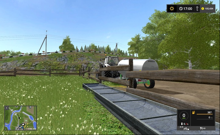 Pour water into the trough by the pasture - Animal husbandry step-by-step - Animal husbandry - Farming Simulator 17 Game Guide