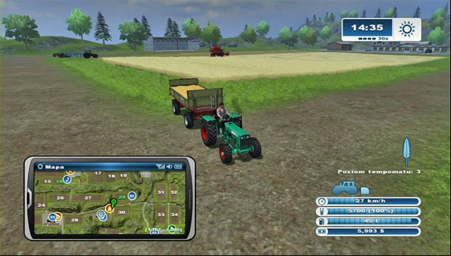 Always have a tractor with a trailer ready to collect the crops from the harvester. - Further sowings, sprayings, harvestings and sale | Further steps - Further steps - Farming Simulator 2013 Game Guide
