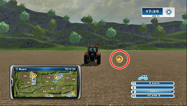 To participate in an auction, you have to drive to the field - Buying a new field on an auction | Agriculture - Agriculture - Farming Simulator 2013 Game Guide