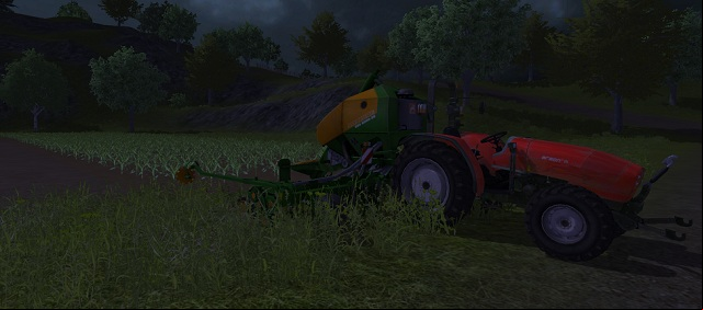 Corn fields at night. The plants are still small. - Growing corn | Agriculture - Agriculture - Farming Simulator 2013 Game Guide