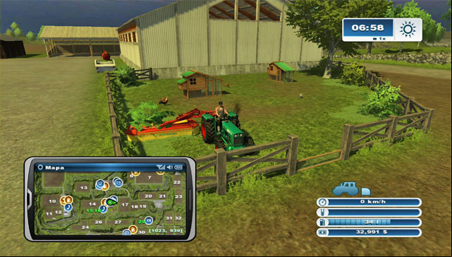 To have a better view of the eggs, you can enter the pen with a mower (you should have it rather soon) and mow all the grass - Chicken husbandry | Animal husbandry - Animal husbandry - Farming Simulator 2013 Game Guide