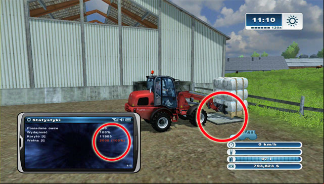 On the other side a pallet with wool will be created - Sheep husbandry | Animal husbandry - Animal husbandry - Farming Simulator 2013 Game Guide