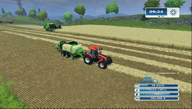Baling hay goes faster thanks to creating windrows. - Cow husbandry | Animal husbandry - Animal husbandry - Farming Simulator 2013 Game Guide