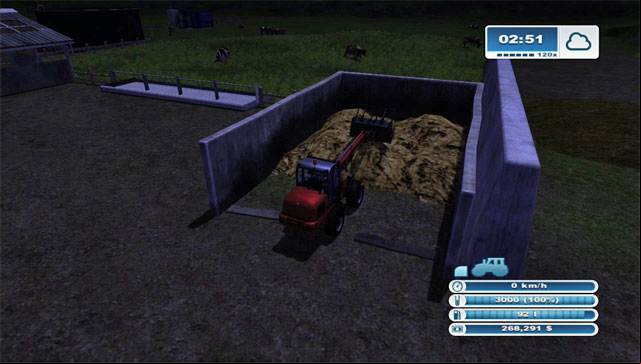 Each of the buildings has a manure container - it can hold 3 000 l of manure. - Getting started | Constructing additional buildings - Constructing additional buildings - Farming Simulator 2013 Game Guide