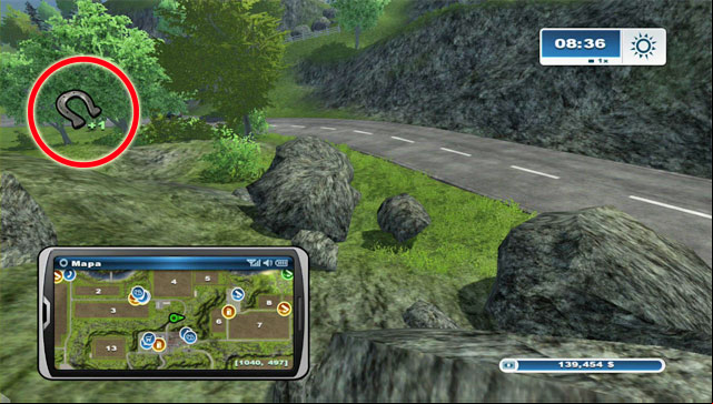 In order to collect a horseshoe, you just need to approach it and you will automatically pick it up - General information | Horseshoes - Horseshoes - Farming Simulator 2013 Game Guide
