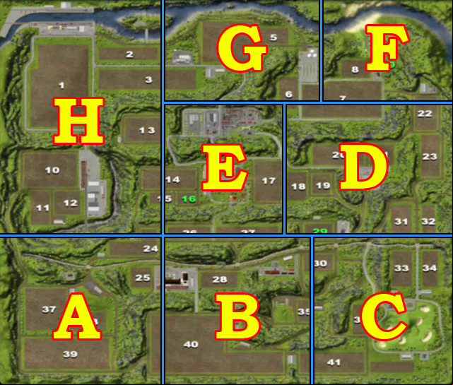 In order to make the search for horseshoes easier, the map was divided into several areas - Map | Horseshoes - Horseshoes - Farming Simulator 2013 Game Guide