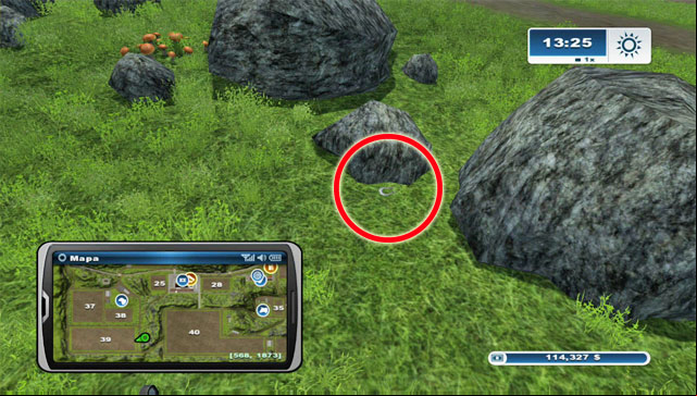 Look east of 39, right behind some boulders - Area A: horseshoes #1-#13 | Horseshoes - Horseshoes - Farming Simulator 2013 Game Guide
