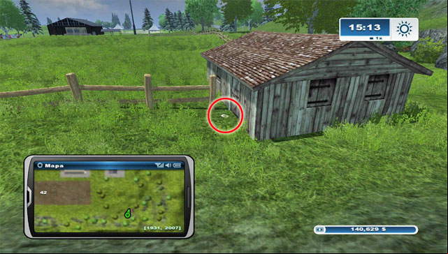 In the very south-east corner of the map theres a small building, the horseshoe lies beside it - Area C: horseshoes #25-#36 | Horseshoes - Horseshoes - Farming Simulator 2013 Game Guide