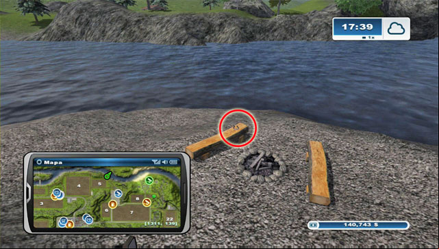 The horseshoe lies by a bonfire north-east of field 5 - Area G: horseshoes #74-#89 | Horseshoes - Horseshoes - Farming Simulator 2013 Game Guide