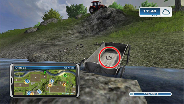 North of field 5, by the riverside theres an old cart - Area G: horseshoes #74-#89 | Horseshoes - Horseshoes - Farming Simulator 2013 Game Guide