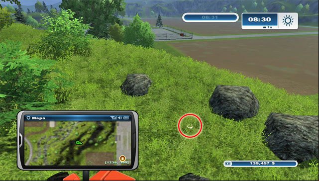 The horseshoe lies on a hill north-west of field 6 - Area G: horseshoes #74-#89 | Horseshoes - Horseshoes - Farming Simulator 2013 Game Guide