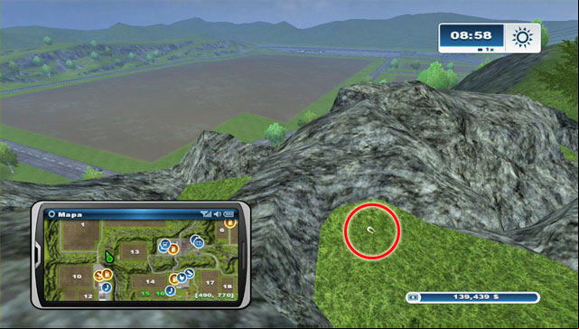 South-west of field 13 theres a hill with some boulders - Area H: horseshoes #90-#100 | Horseshoes - Horseshoes - Farming Simulator 2013 Game Guide