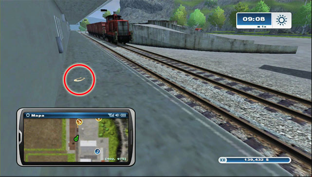 The horseshoe lies on a ramp on the west side of the train tracks, at the Freight yard - Area H: horseshoes #90-#100 | Horseshoes - Horseshoes - Farming Simulator 2013 Game Guide