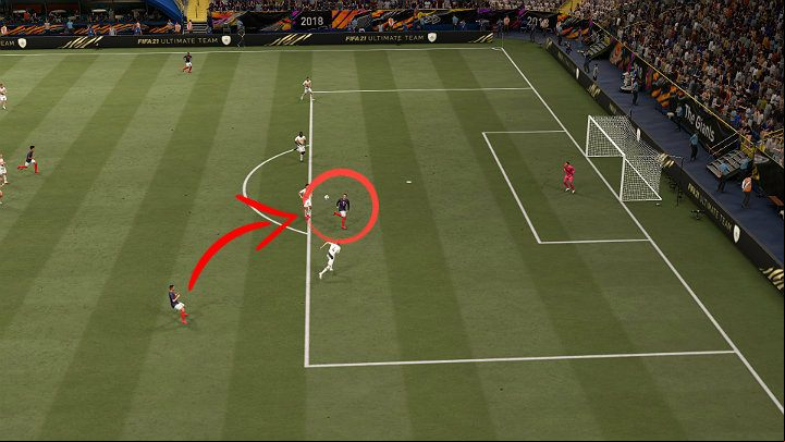 A lob through is primarily useful to make a in front of or in the penalty area on the running player in order to create a goalkeeper 1v1 situation - FIFA 21: es - Basics - FIFA 21 Guide