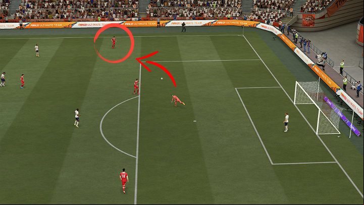The goalkeeper can also resume the play by making a short to the player's nearest defender which is common practice when the team uses very defensive tactics - FIFA 21: Playing Goalkeeper - Defensive game - FIFA 21 Guide