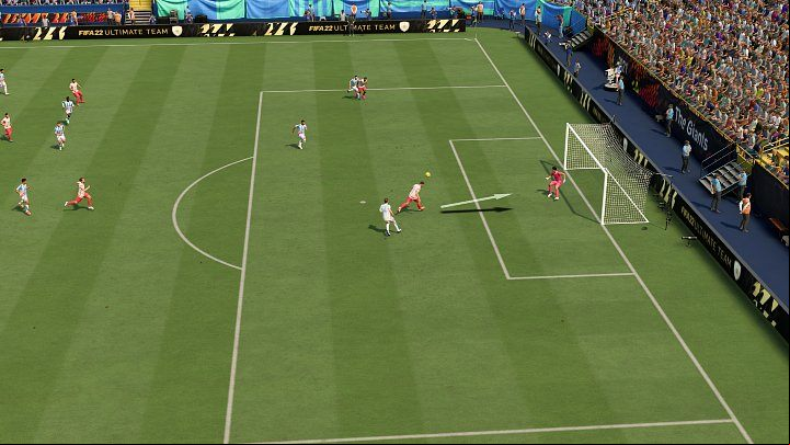 When the ball is airborne and at the appropriate height, most of the players in the opposing penalty area will go for a header shot - FIFA 22: Shots on target - Basics - FIFA 22 Guide
