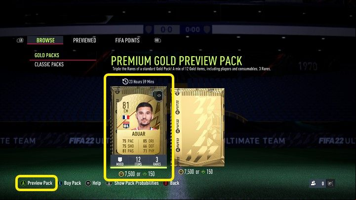 After logging into FIFA 22 Ultimate Team, go to the Store and select the package with the distinctive eye icon in the upper right corner - the pack is marked in the image above - FUT 22: Pack contents - how to check? - FAQ - FIFA 22 Guide