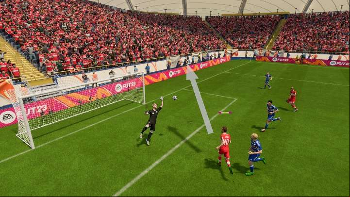 A lob (L1 O / LB B) is a technical shot used when a goalkeeper leaves the goal area and / or dives to the attacking player's feet - FIFA 23: Shots - types, how to perform - Basics - FIFA 23 Guide