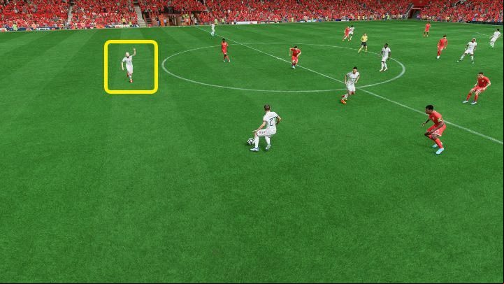 Summoning a player (R1 / RB) is a mechanic that allows you to summon a teammate to the ball to him or to fake a and thus confuse the opponent - FIFA 23: Offense Plays - action building, control, counters - Basics - FIFA 23 Guide